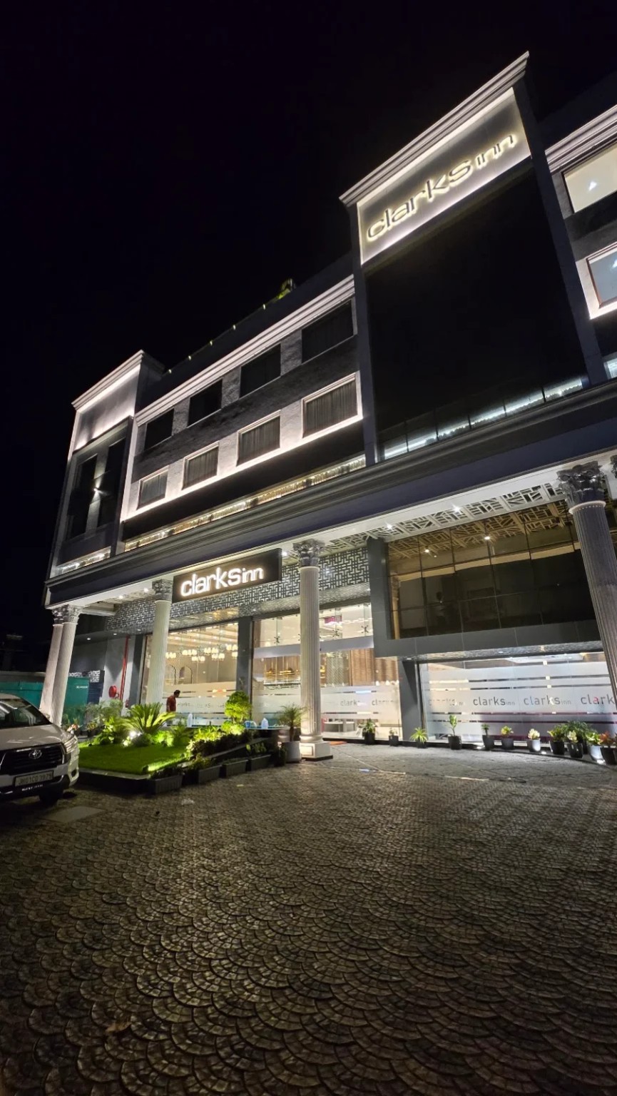 Clarks Inn exterior at night